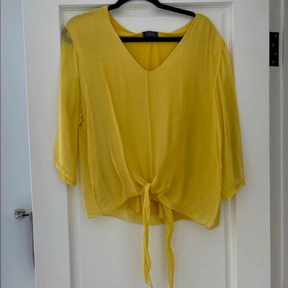 Italian made Bright Yellow Tie-Front Blouse